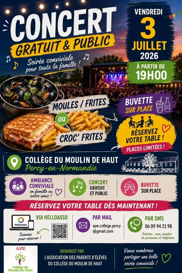 Soirée moules frites & concert gratuit