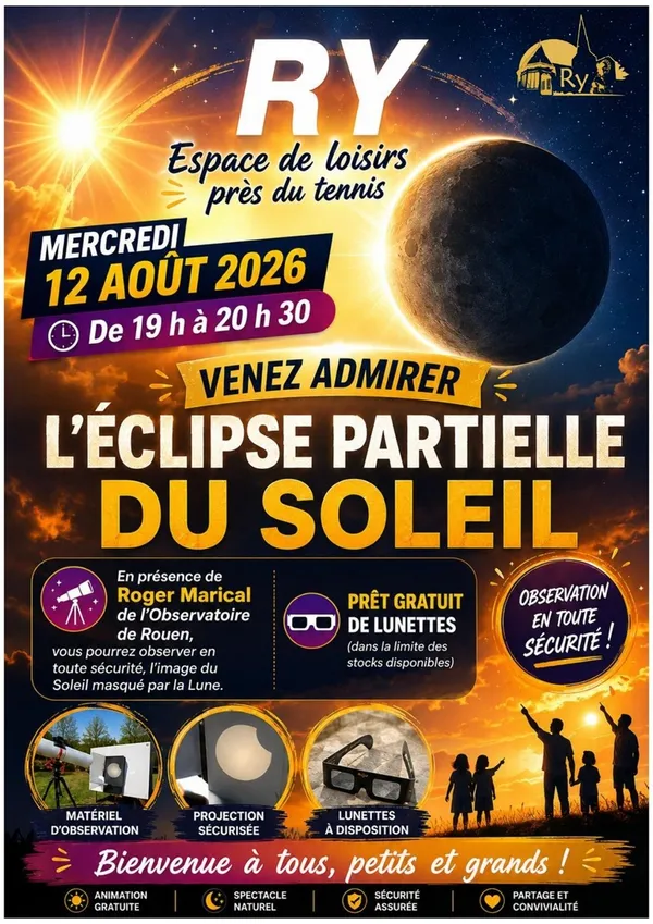 Eclipse solaire partielle à Ry