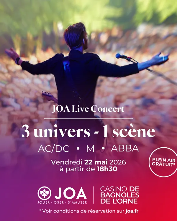 JOA Concert Live : reprises des titres d'AC/DC, de M et d'ABBA.