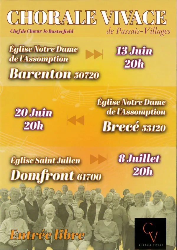 Saison des concerts d'été par la Chorale Vivace