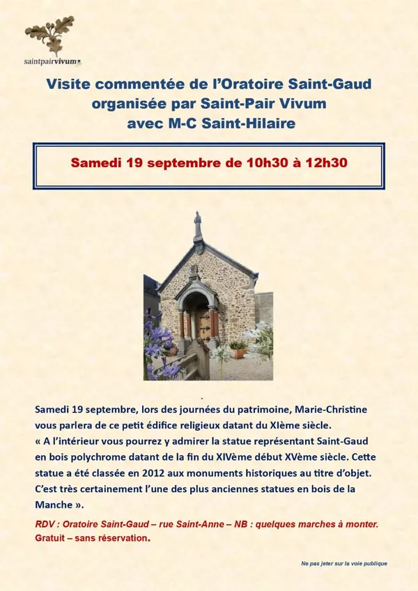 Journées Européennes du Patrimoine > Visite commentée de l'Oratoire Saint-Gaud