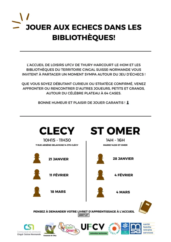 Jeux d'échecs à la bibliothèque de Clécy