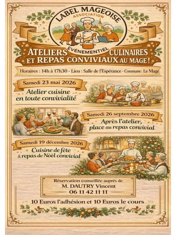 Ateliers culinaires et repas conviviaux au mage !