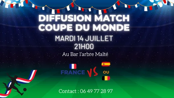Diffusion de la demi-finale de la coupe du monde à l'Arbre Malté
