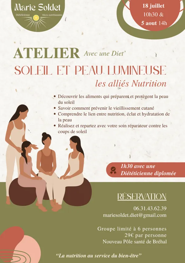 Atelier avec une diet : soleil et peau lumineuse, les alliés nutrition