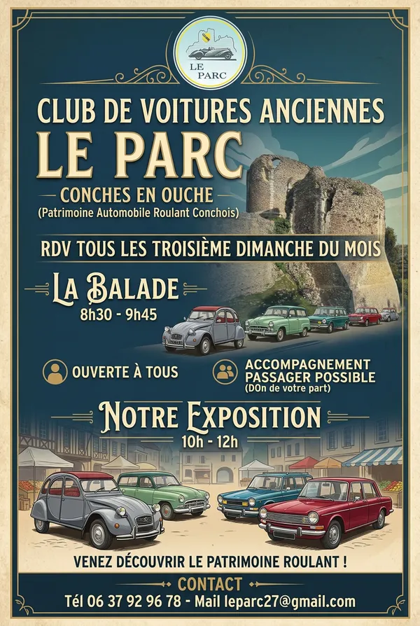 Exposition de véhicules anciens, chaque 3è dimanche du mois à Conches