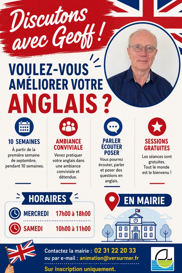 Discussion avec Geoff : Atelier d'anglais -Ver-sur-Mer -