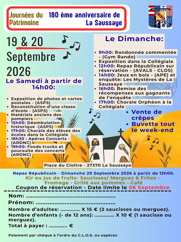 180e anniversaire de La Saussaye - Journée du Patrimoine