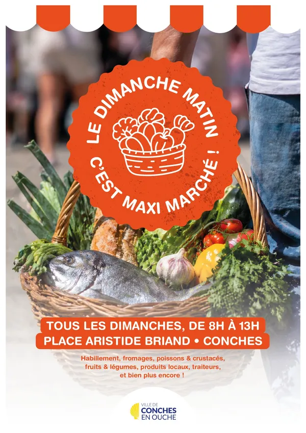 Marché hebdomadaire de Conches, dimanche matin