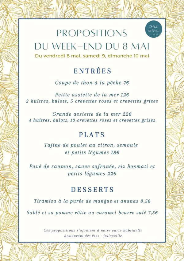 Menu du week-end du 8 mai