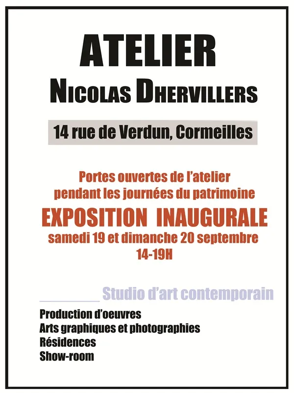 Journées européennes du Patrimoine : Portes ouvertes de l'atelier Nicolas Dhervillers