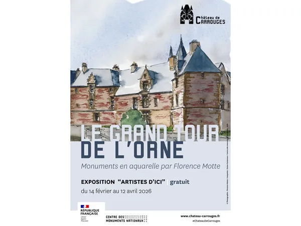 Exposition Le Grand Tour de l'Orne - Monuments en aquarelle par Florence Motte