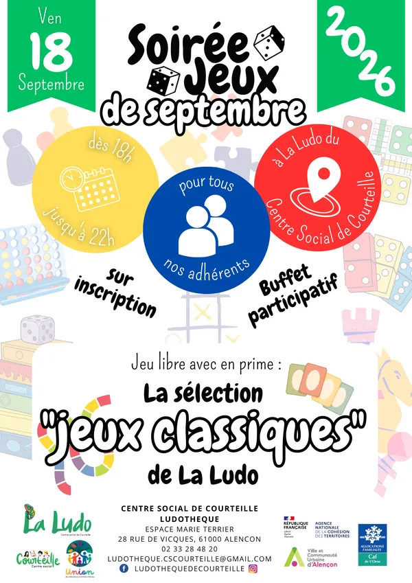Soirée jeux de septembre : Ludothèque de Courteille