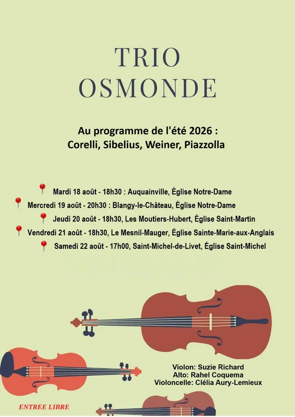 Concert - Trio Osmonde à l'Église de Blangy-le-Château