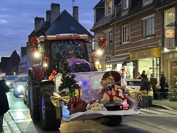 Tracteurs illuminés et feu d'artifice