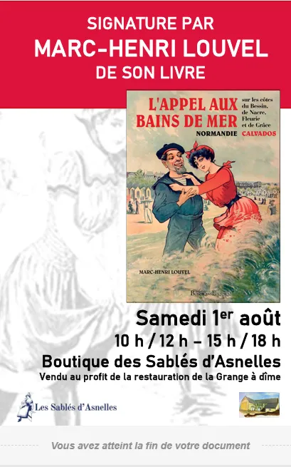 Signature de Marc-Henri Louvel — « L'Appel aux bains de mer » - Asnelles -