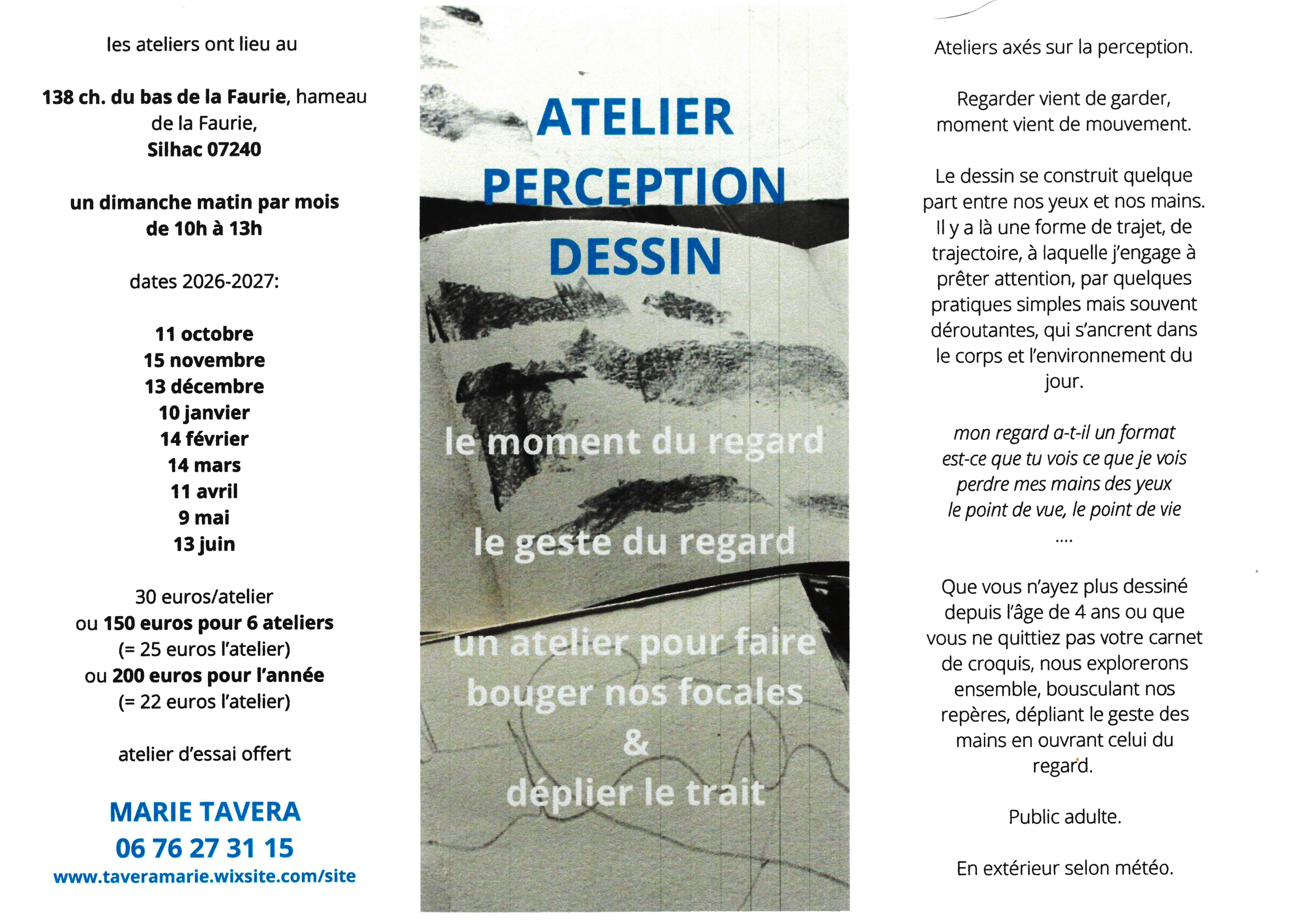 Atelier "Perception et dessin" | durée 3h