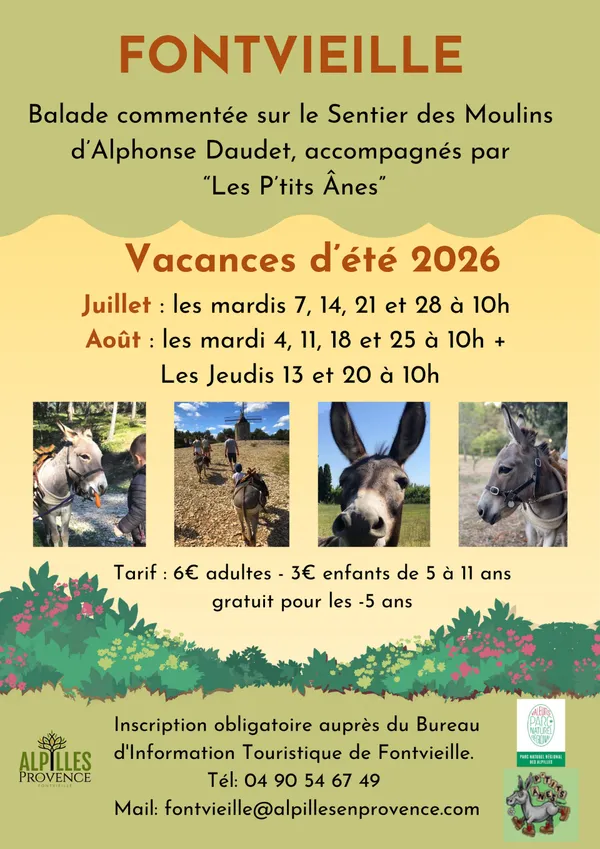 Balade commentée au pas de l'âne sur le Sentier des Moulins d'Alphonse Daudet