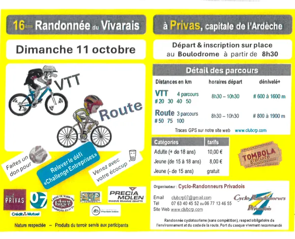 Randonnée cyclo du Vivarais - VTT et Vélo de route (édition #16)