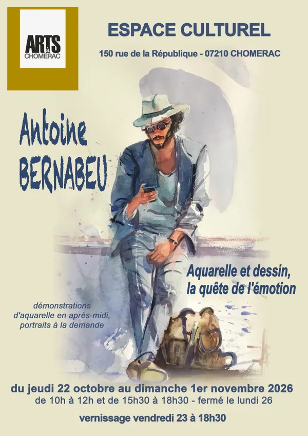 Exposition "Aquarelle et dessin : la quête de l'émotion" (œuvres d'Antoine Bernabeu)
