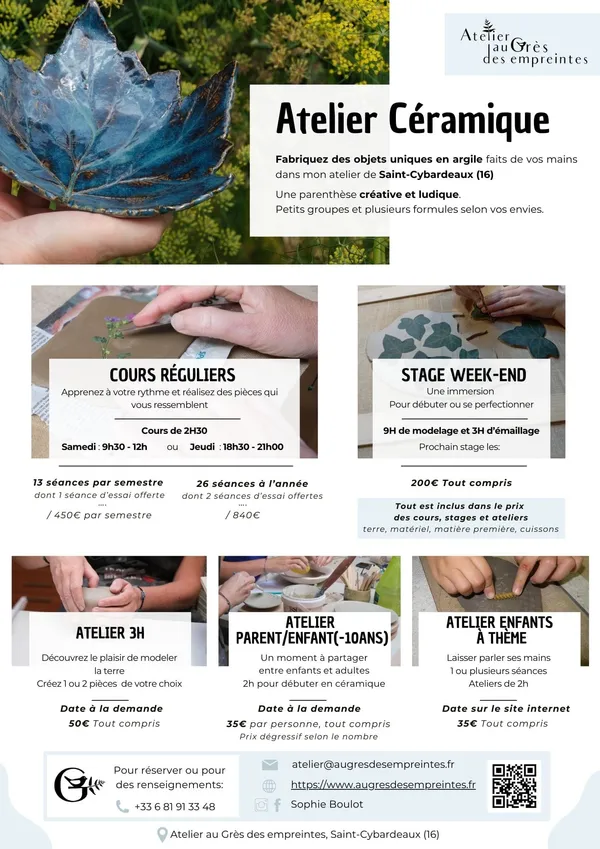 cours réguliers de céramique