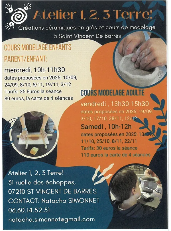 Atelier 1, 2, 3 Terre ! Cours de modelage enfant