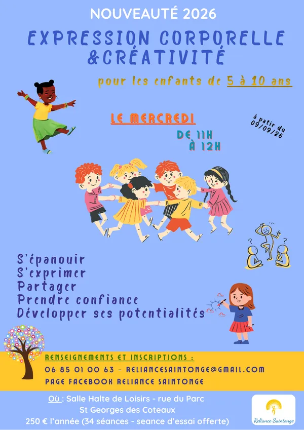 ATELIER DECOUVERTE EXPRESSION CORPORELLE ET CREATIVITE POUR ENFANTS