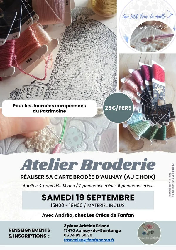 Atelier Broderie - Réalisez votre carte brodée d'Aulnay