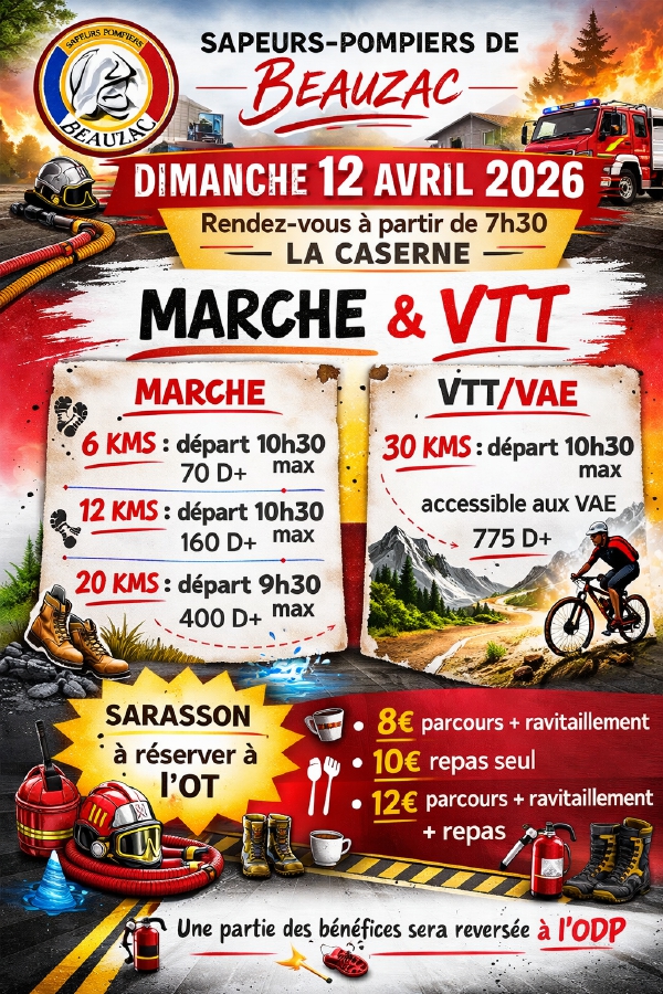 Marche, vtt, repas sapeurs pompiers