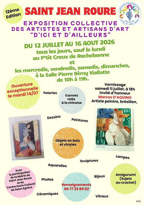 Exposition collective des artistes et artisans d'art de Saint Jean Roure