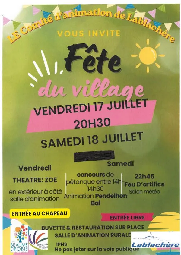 Fête du village (feu d'artifice annulé)