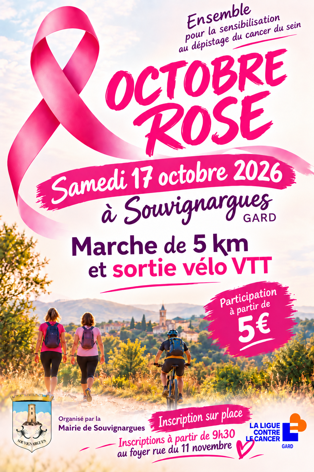 Octobre rose à Souvignargues - Marche et sortie vélo VTT