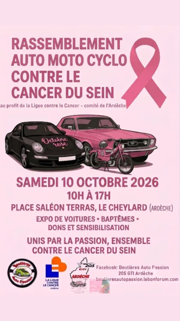 Rassemblement auto moto cyclo contre le cancer du sein