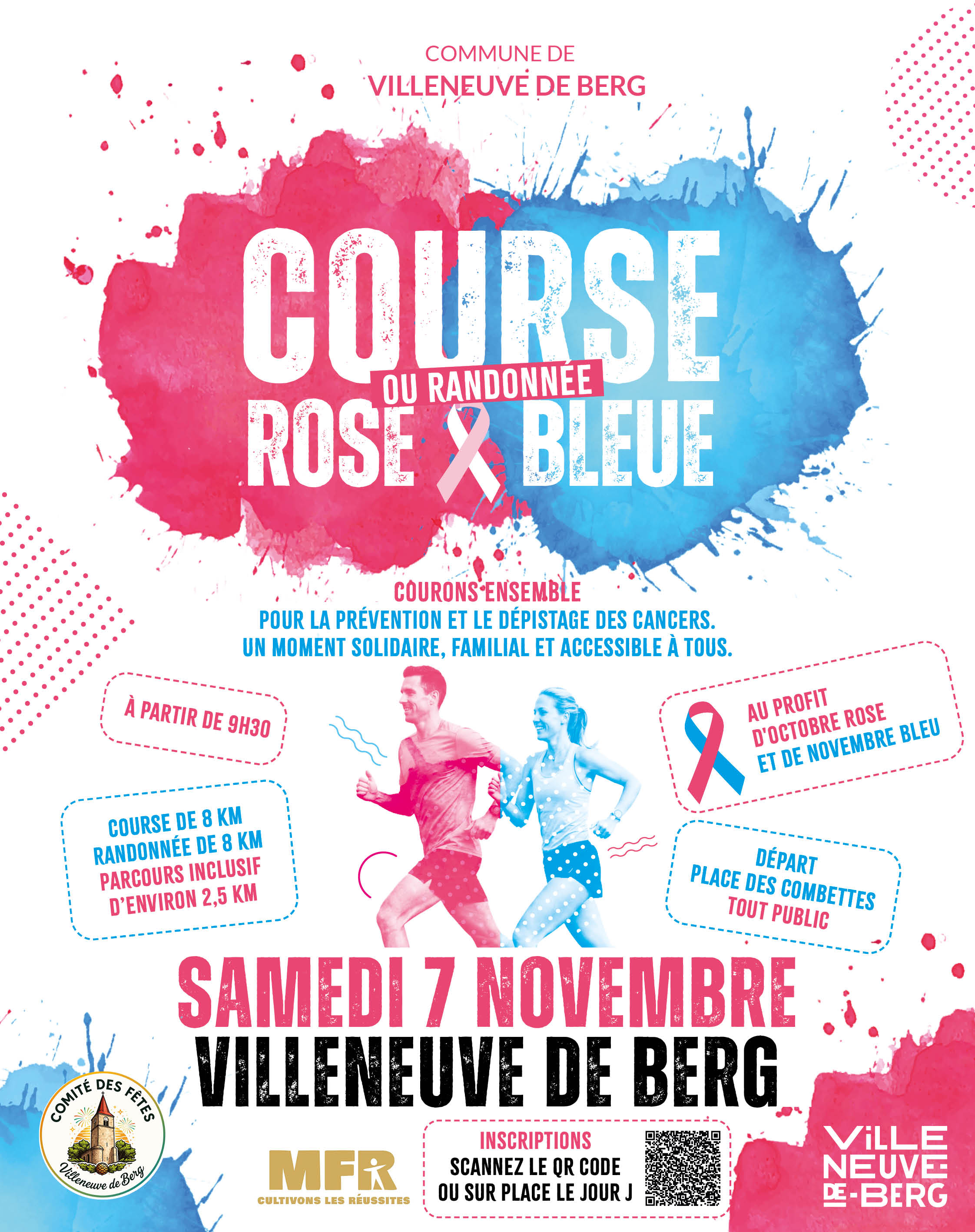 Course ou randonnée ROSE & BLEUE dans le cadre d’Octobre Rose et Novembre Bleu