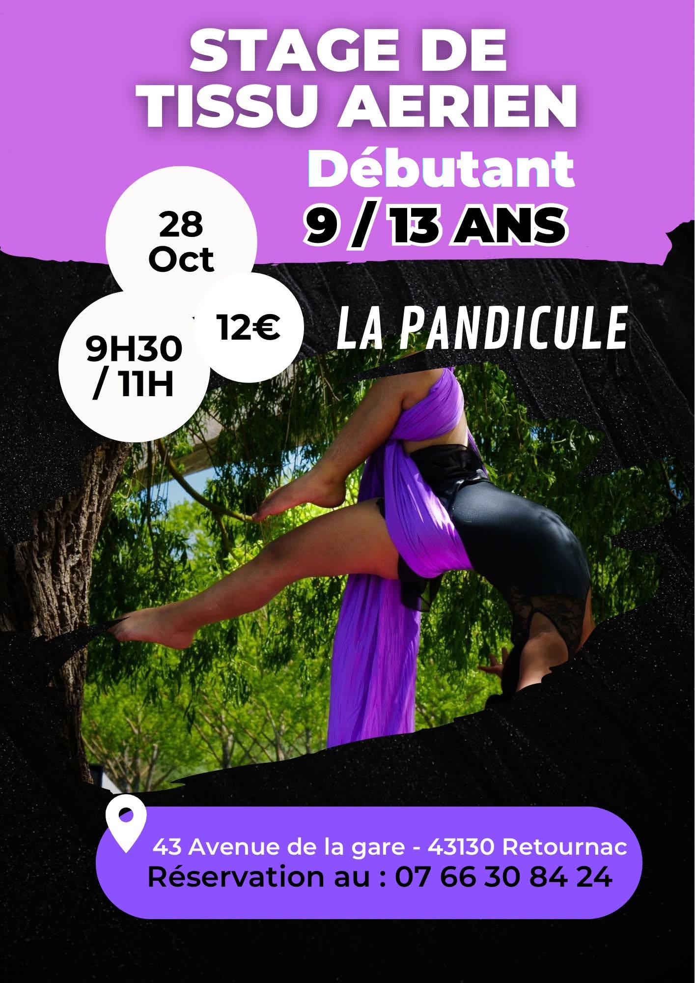 Stage de Tissu Aérien pour débutants 9/13 ans