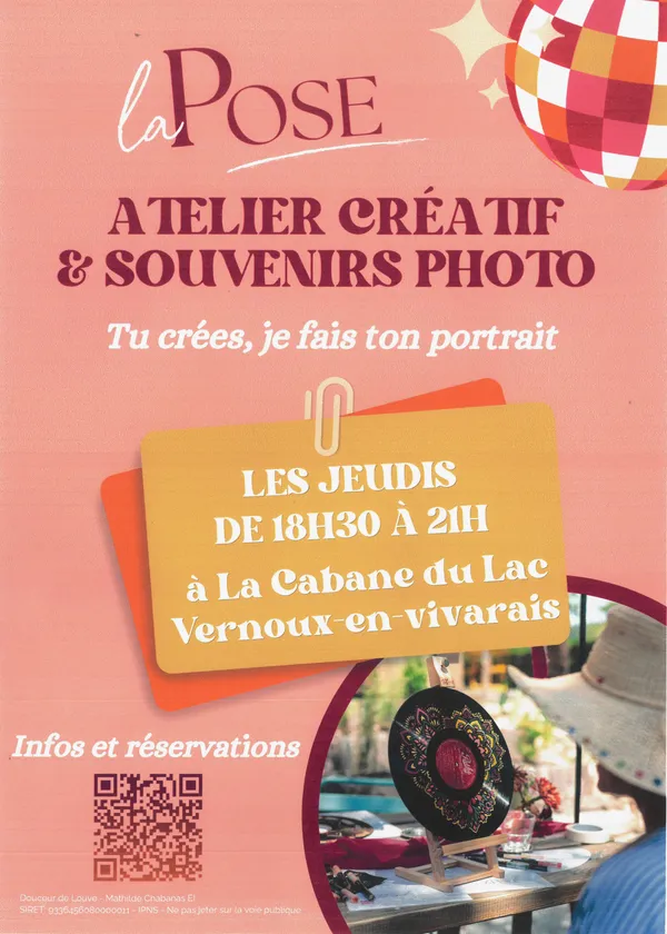 Atelier "La Pose créative" (activité créative et reportage photo) | durée 2h30