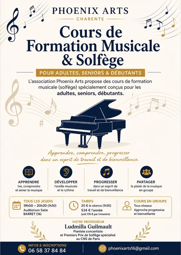 Cours de solfège à Barret - Association Phoenix Arts.