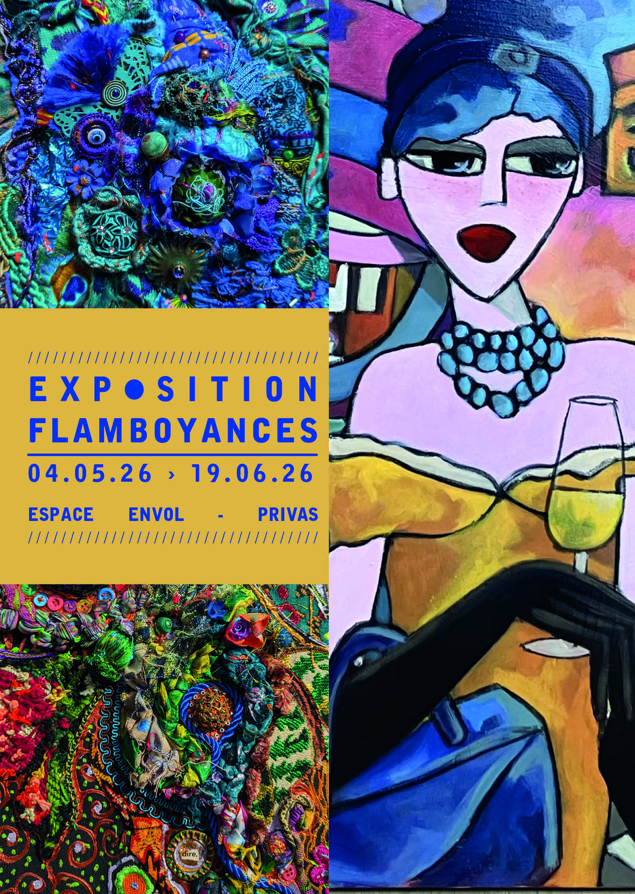 Vernissage de l'exposition "Flamboyances" (art textile et peinture)