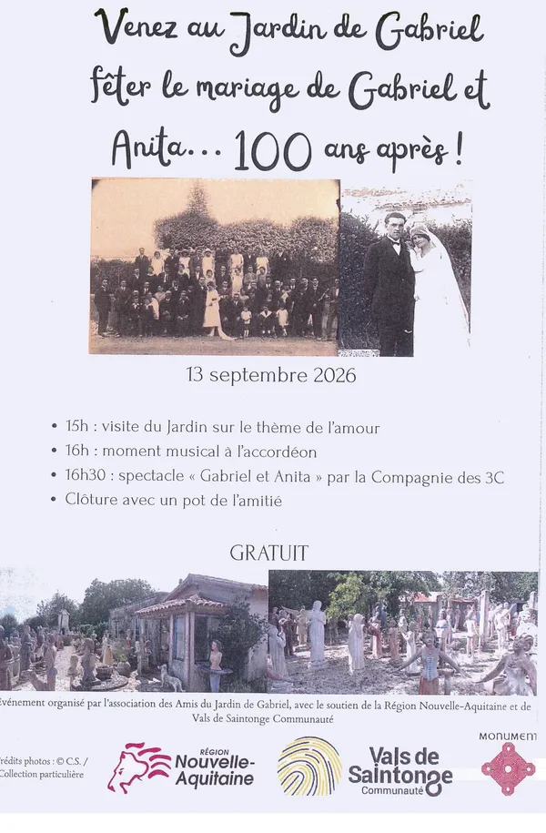 Visite du jardin de Gabriel : "100 ans de mariage de Gabriel et Anita"