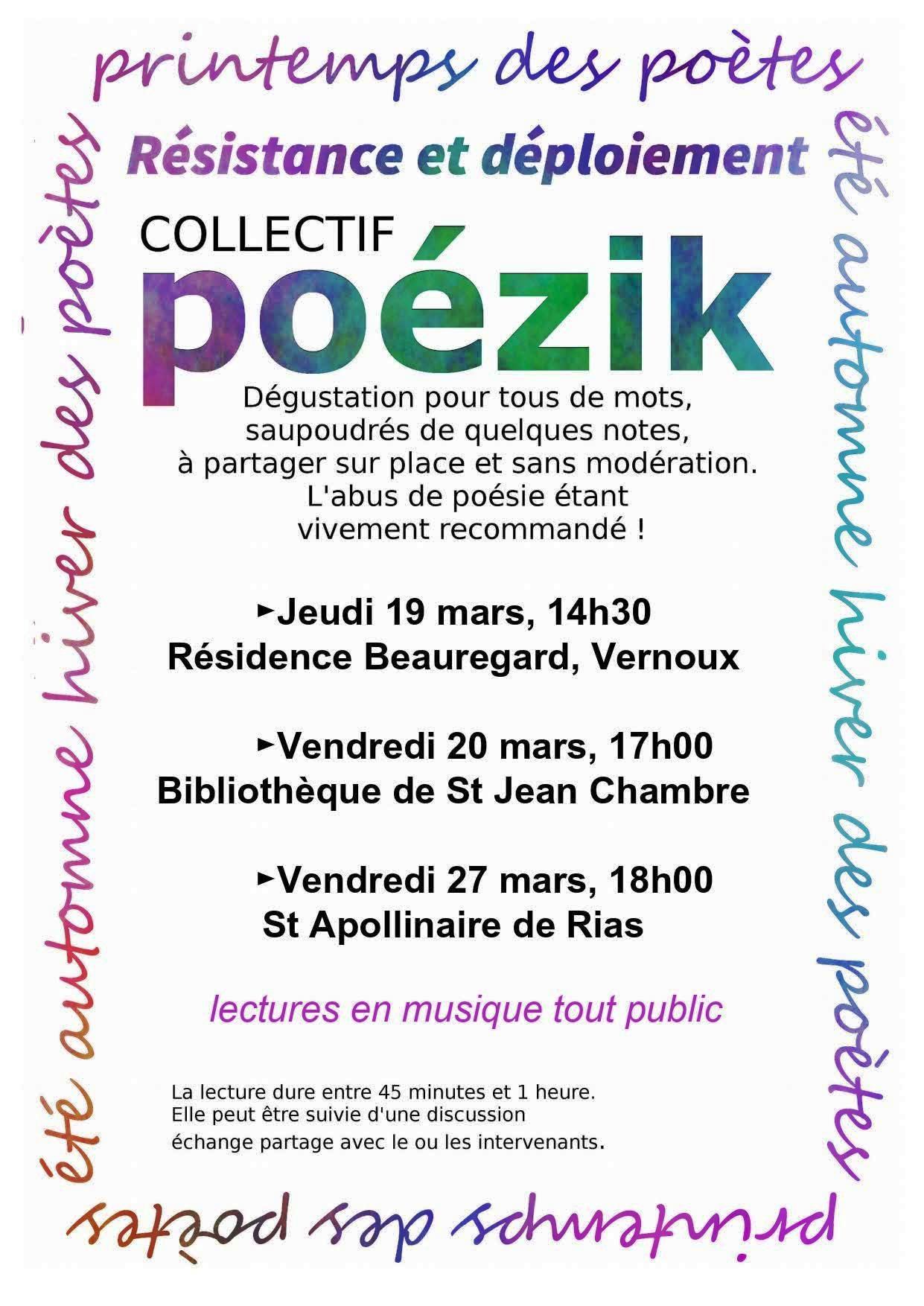 Lecture publique de poésies en musique
