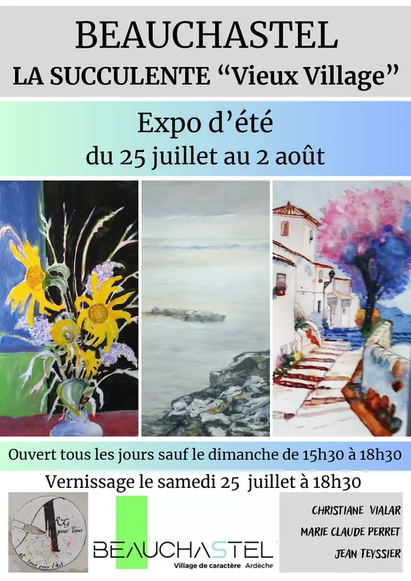 Exposition de peintures et d'aquarelles de Christiane Vialar, Marie-Claude Perret et Jean Teyssier