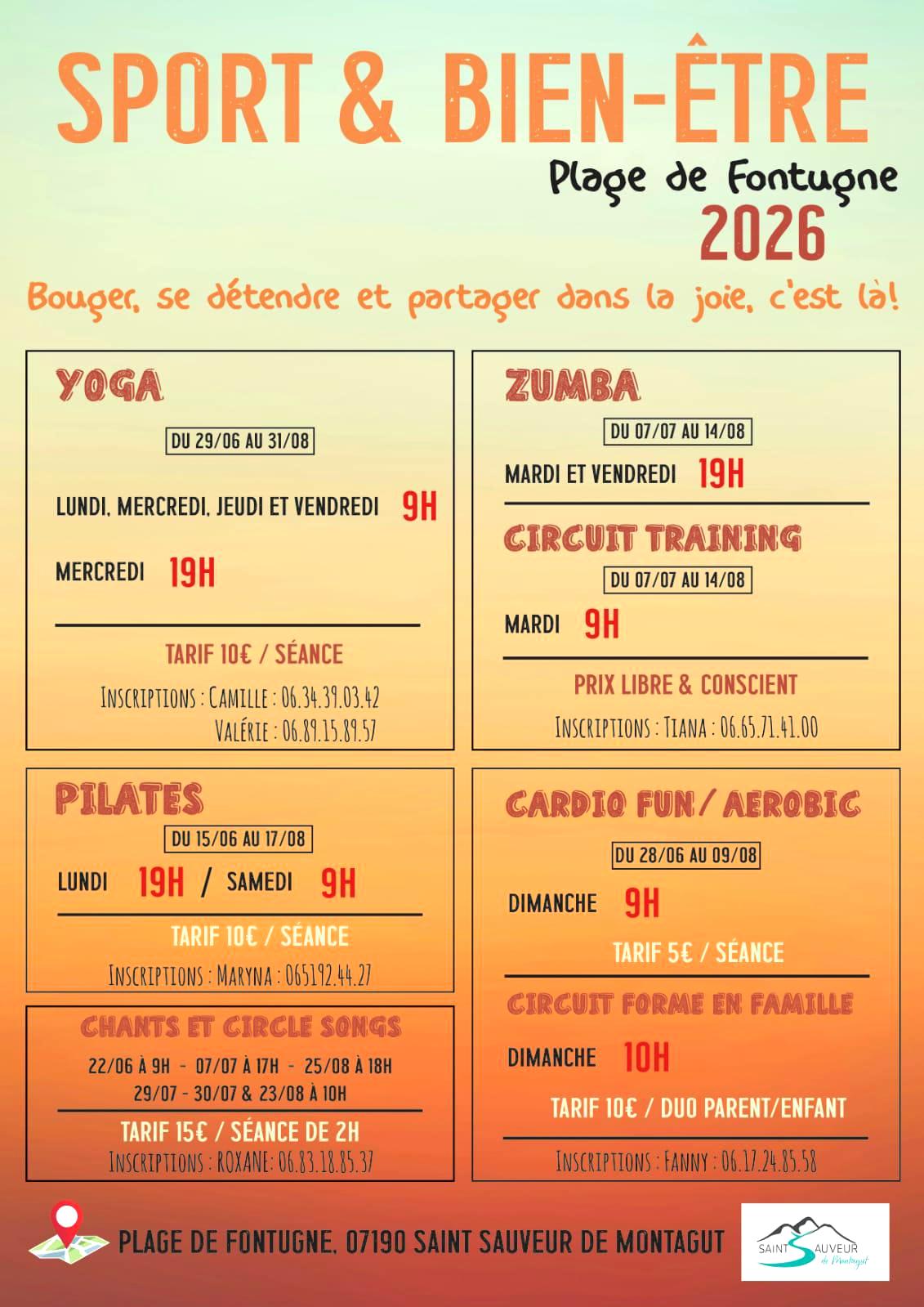 Sport et bien-être à la Plage de Fontugne - Séances "Circuit training"