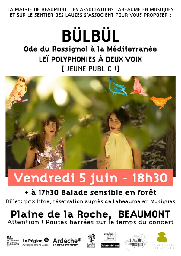 Spectacle : Bülbül Ode du Rossignol à la Méditerranée, LEÏ polyphonies à deux voix - Labeaume en Musiques