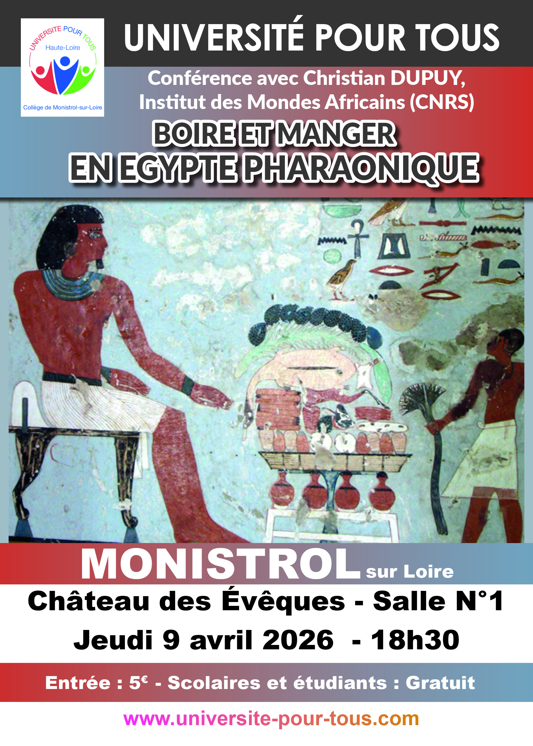 CONFERENCE UPT :  Boire et manger en Egypte pharaonique