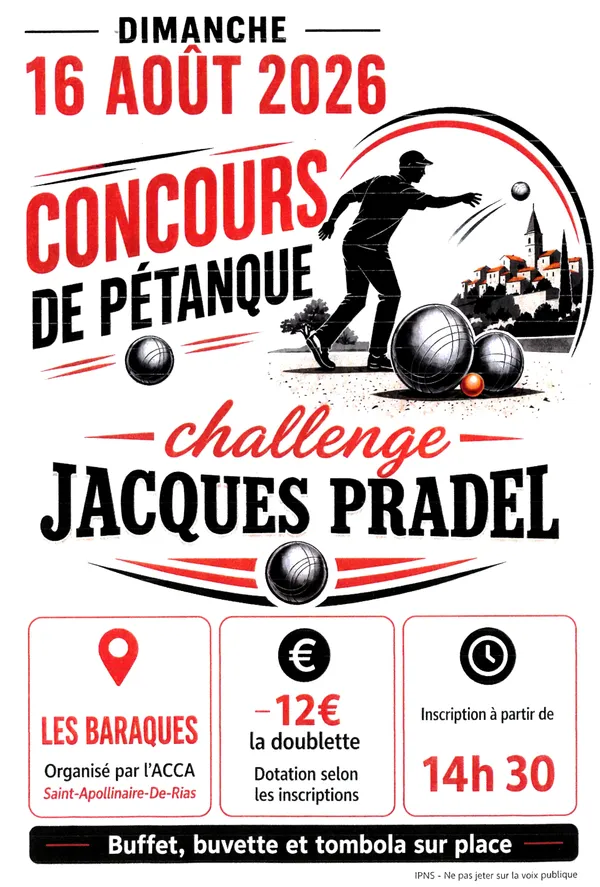 Concours de pétanque en doublettes (Challenge Jacques Pradel)