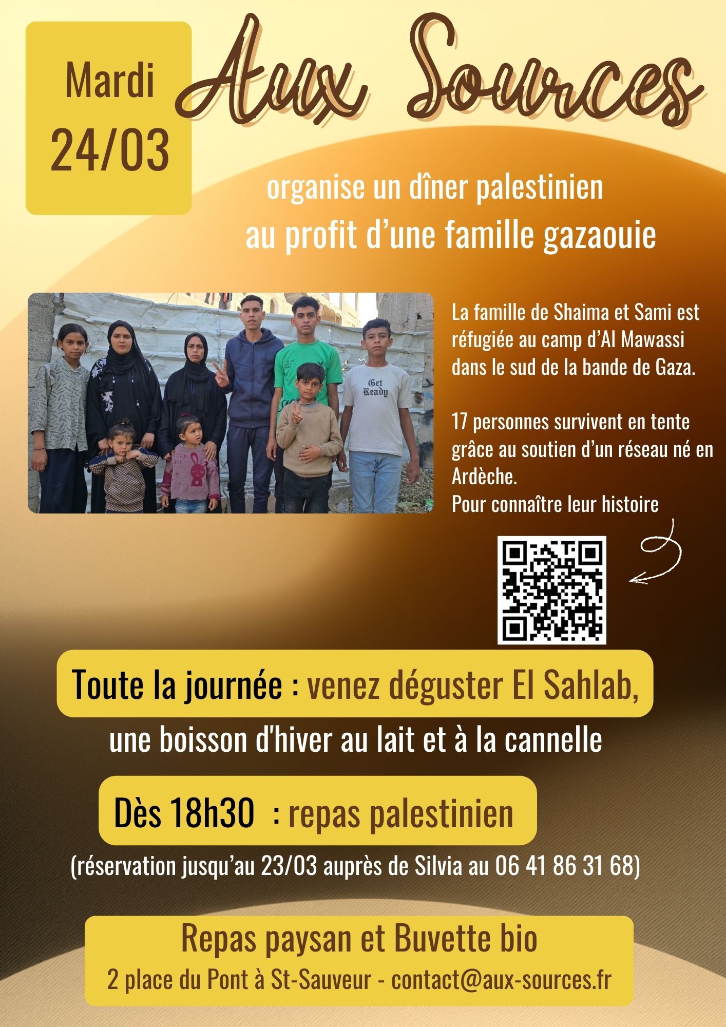 Aux Sources : Repas en soutien à une famille de Gaza
