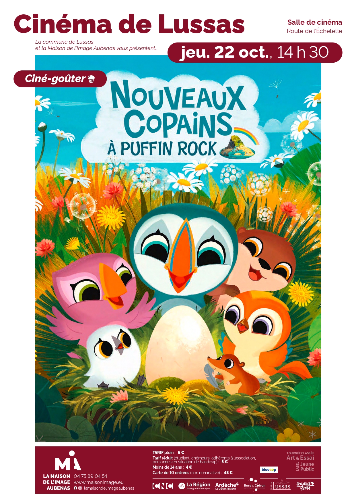 Ciné goûter avec "Nouveaux copains à Puffin Rock "