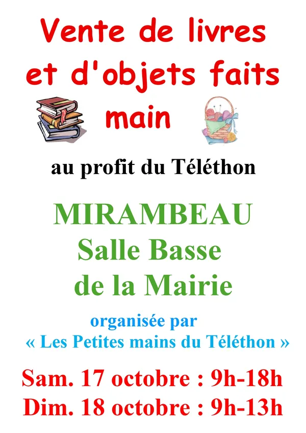 Vente de livres et d'objets faits main au profit du téléthon