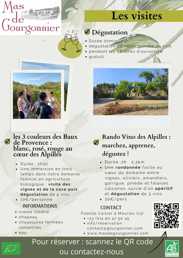 Visite du domaine viticole Mas de Gourgonnier - Les 3 couleurs