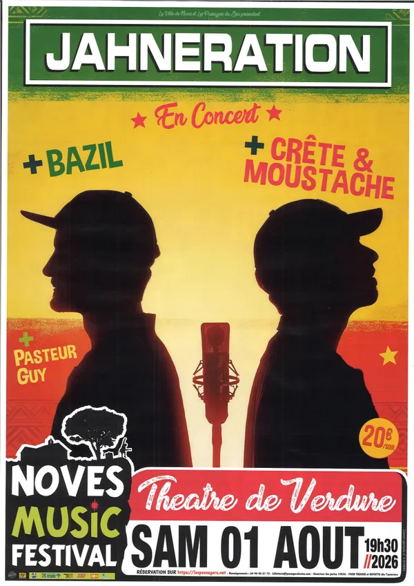 Noves Music Festival 2026 : JAHNERATION + CRÊTE & MOUSTACHE + BAZIL + PASTEUR GUY